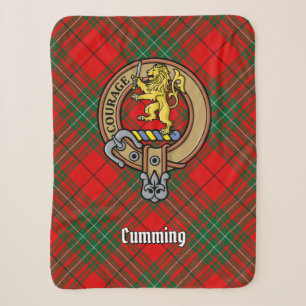 Clan Cumming Wappen über Tartan Sherpadecke
