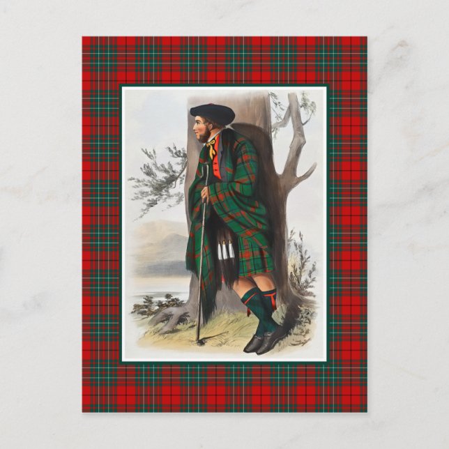 Clan Cummings Vintag Illustration Tartan Frame Postkarte (Vorderseite)