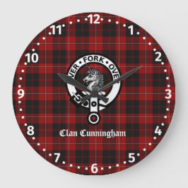 Clan Cunningham Abzeichen & Tartan Große Wanduhr