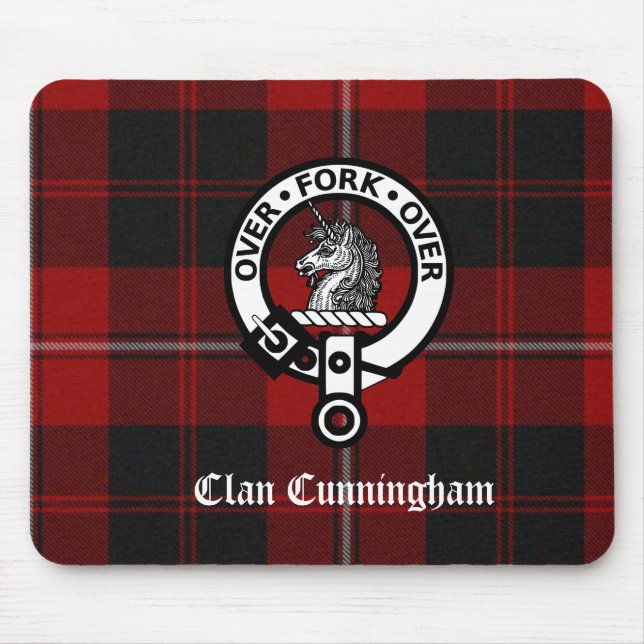 Clan Cunningham Abzeichen & Tartan Mousepad (Vorne)