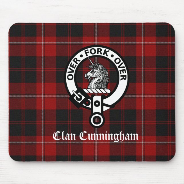 Clan Cunningham Abzeichen und Tartan Mousepad (Vorne)