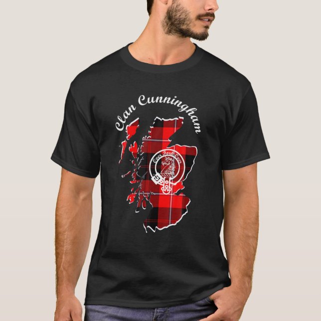 Clan Cunningham Nachname Nachname Scottish Tartan T-Shirt (Vorderseite)