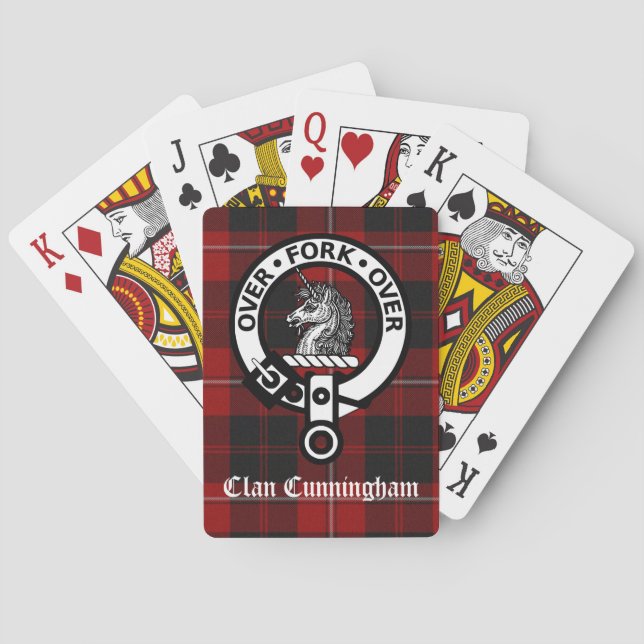 Clan Cunningham Wappen Abzeichen und Tartan Spielkarten (Rückseite)