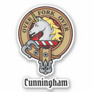 Clan Cunningham Wappen über Tartan Aufkleber