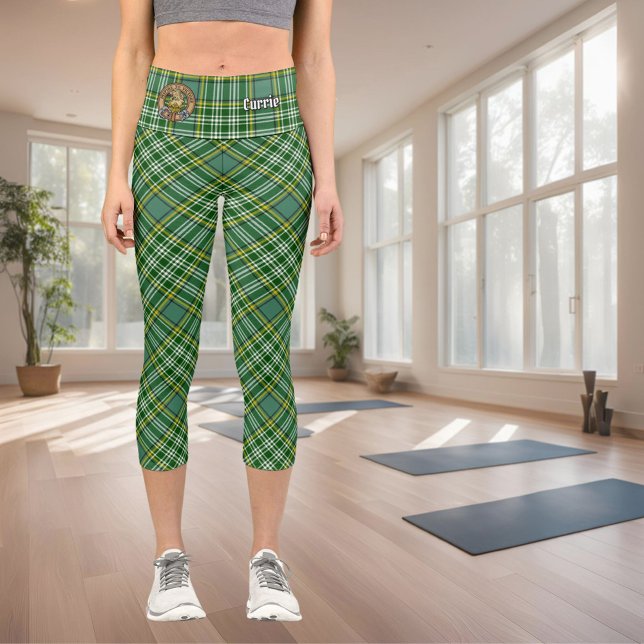 Clan Currie Lion Wappen über Tartan Capri Leggings (Von Creator hochgeladen)