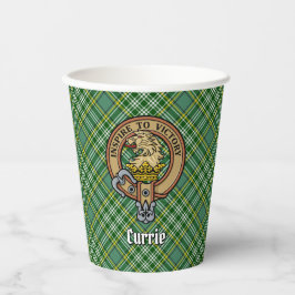 Clan Currie Lion Wappen über Tartan Pappbecher