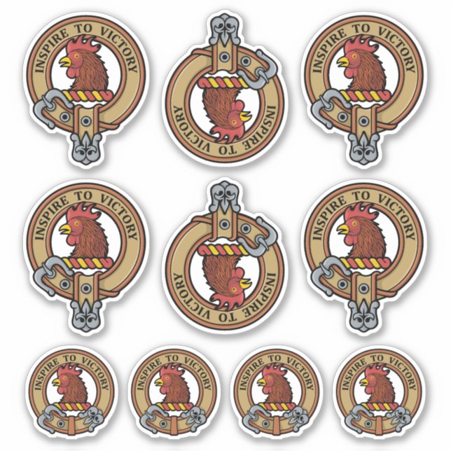 Clan Currie Rooster Wappen Sticker Set (Vorderseite)