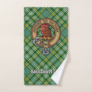 Clan Currie Rooster Wappen über Tartan Badhandtuch Set