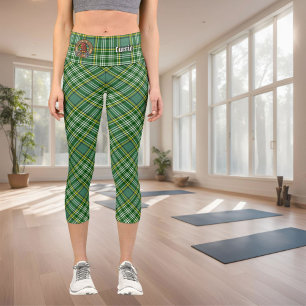 Clan Currie Rooster Wappen über Tartan Capri Leggings