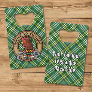 Clan Currie Rooster Wappen über Tartan Geldbeutel Flaschenöffner