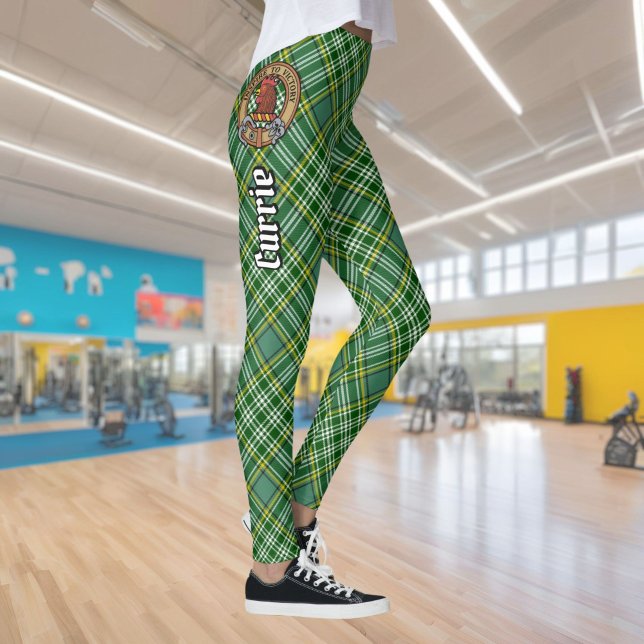 Clan Currie Rooster Wappen über Tartan Leggings (Von Creator hochgeladen)
