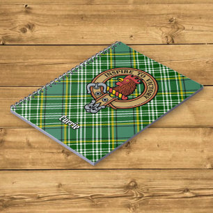 Clan Currie Rooster Wappen über Tartan Notizblock