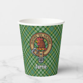 Clan Currie Rooster Wappen über Tartan Pappbecher