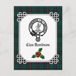 Clan Davidson Wappen Abzeichen & Tartan Holiday Postkarte