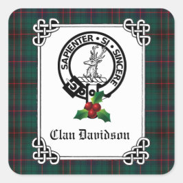 Clan Davidson Wappen Abzeichen & Tartan Holiday Quadratischer Aufkleber