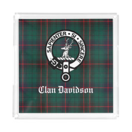 Clan Davidson Wappen Abzeichen und Tartan Acryl Tablett