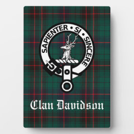 Clan Davidson Wappen Abzeichen und Tartan Tabletop Fotoplatte
