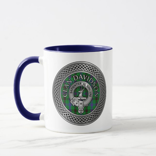 Clan Davidson Wappen & Tartan Knot Tasse (Links)