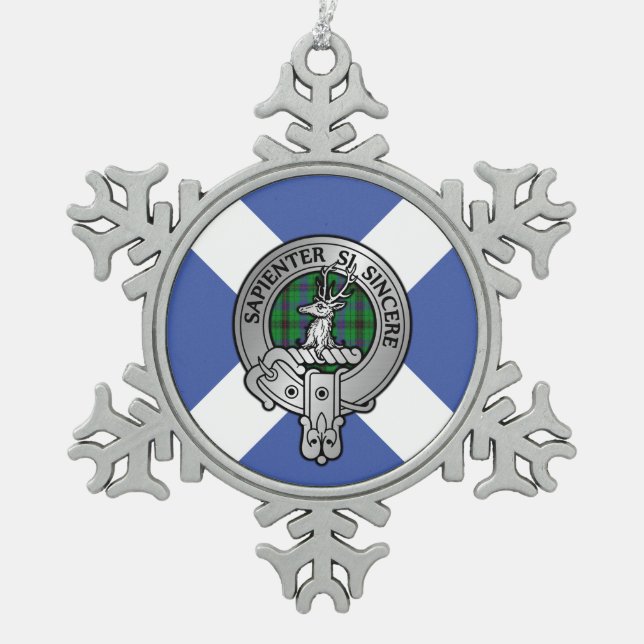 Clan Davidson Wappen & Tartan Schneeflocken Zinn-Ornament (Vorderseite)