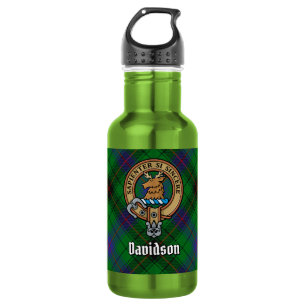 Clan Davidson-Wappen über Tartan Edelstahlflasche