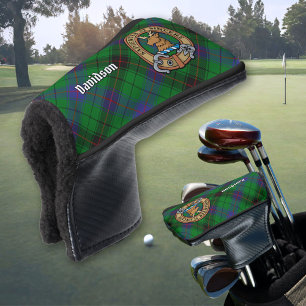 Clan Davidson Wappen über Tartan Golf Headcover