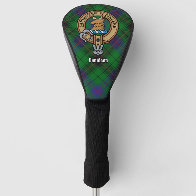 Clan Davidson Wappen über Tartan Golf Headcover (Vorderseite)