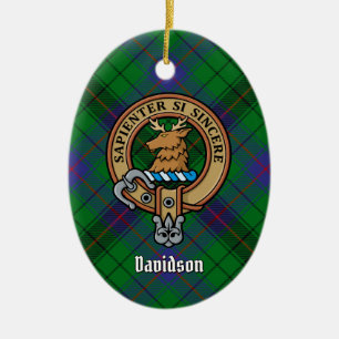 Clan Davidson Wappen über Tartan Keramik Ornament