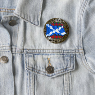 Clan Donnachaidh Robertson Tartan Knot & Flag Button