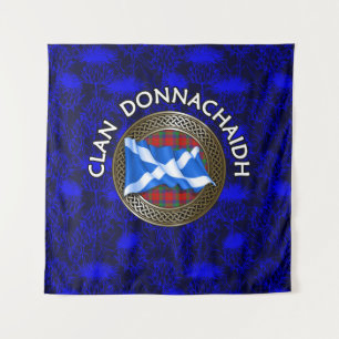 Clan Donnachaidh   Robertson Tartan Knot & Flag Wandteppich