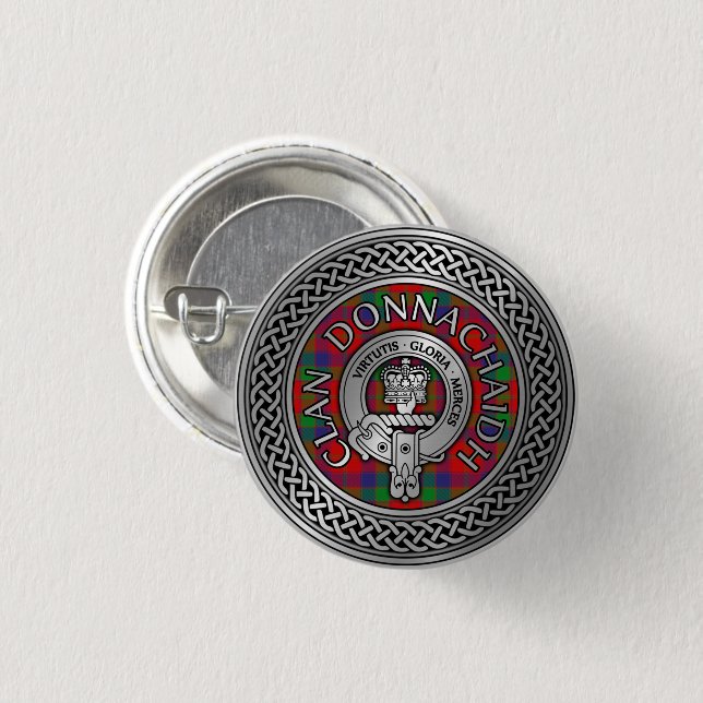 Clan Donnachaidh | Robertson Wappen & Tartan Knot Button (Vorne & Hinten)