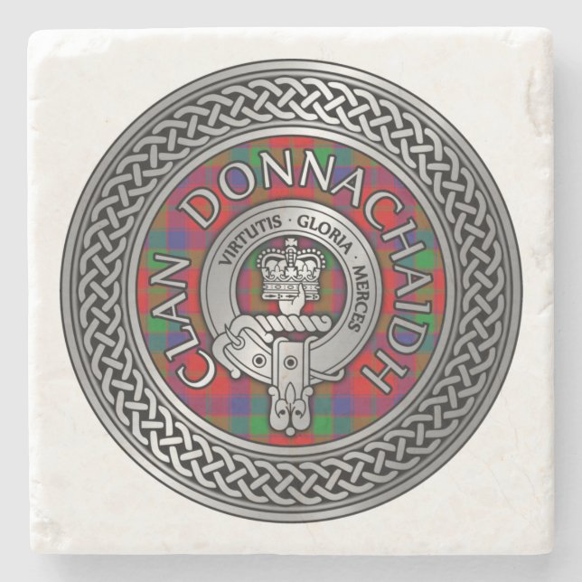 Clan Donnachaidh | Robertson Wappen & Tartan Knot Steinuntersetzer (Vorderseite)