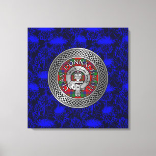 Clan Donnachaidh Wappen & Tartan Knot on Thistle Leinwanddruck