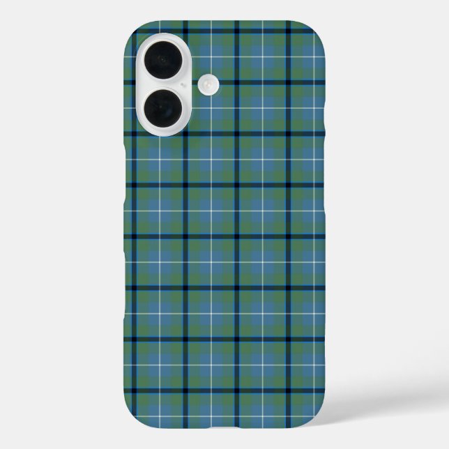 Clan Douglas Tartan Light Blue und Green Kariert iPhone 16 Hülle (Rückseite)