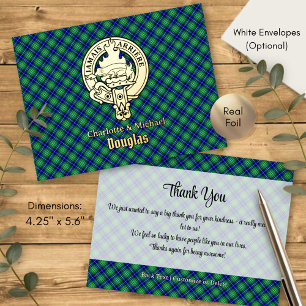 Clan Douglas Wappen auf Tartan Folie Einladungspostkarte