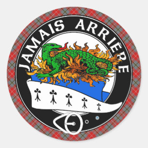 Clan Douglas Wappen mit Red Douglas Tartan Runder Aufkleber