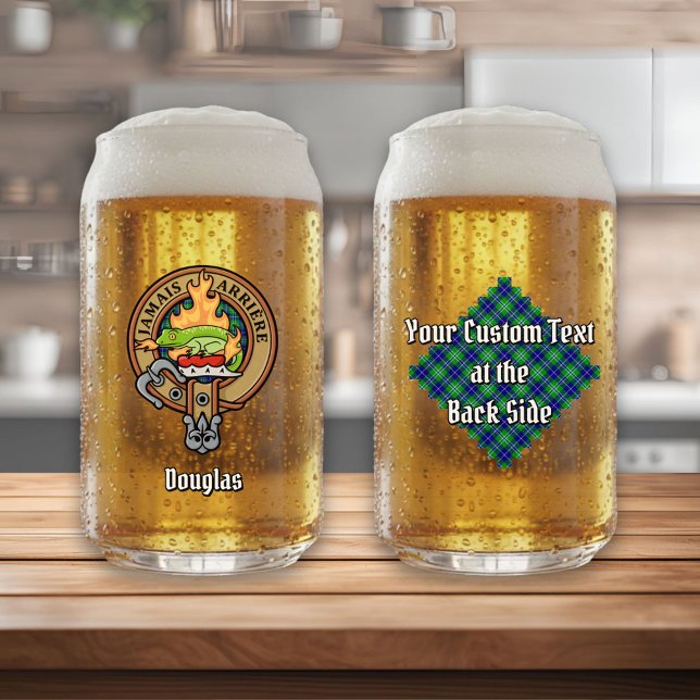 Clan Douglas Wappen über Tartan Dosenglas (Von Creator hochgeladen)