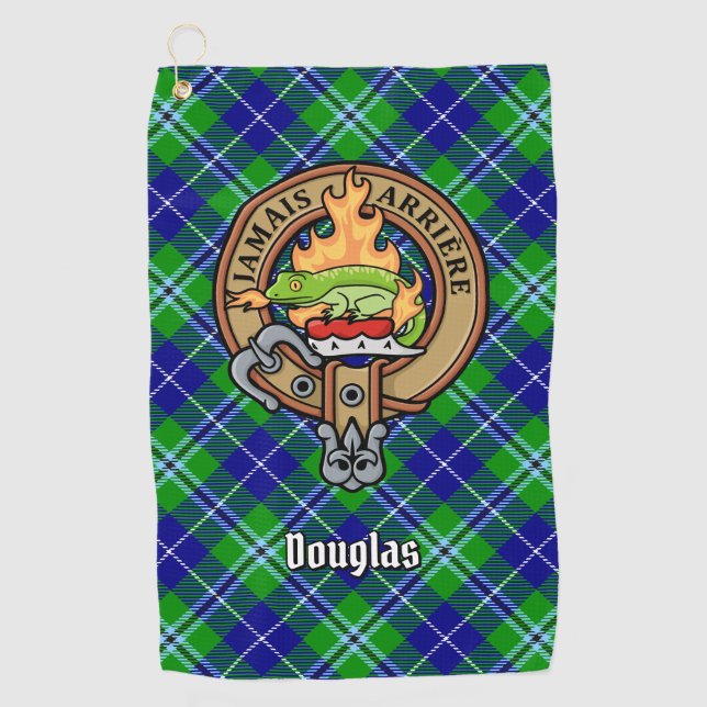 Clan Douglas Wappen über Tartan Golfhandtuch (Vorderseite)