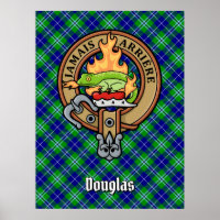 Clan Douglas Wappen über Tartan