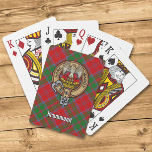 Clan Drummond Wappen über Tartan Spielkarten