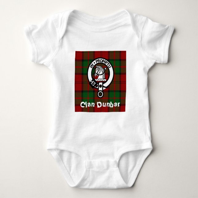 Clan Dunbar Tartan & Wappen Abzeichen Baby Strampler (Vorderseite)