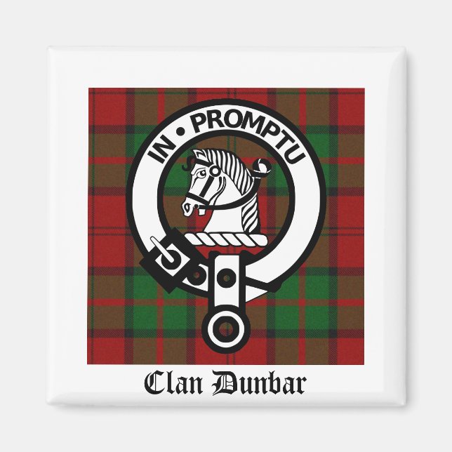 Clan Dunbar Tartan & Wappen Abzeichen Magnet (Vorne)