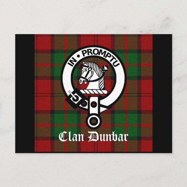 Clan Dunbar Tartan & Wappen Abzeichen Postkarte (Vorderseite)