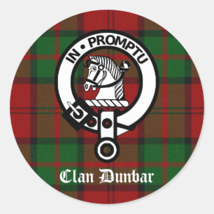 Clan Dunbar Tartan & Wappen Abzeichen Runder Aufkleber