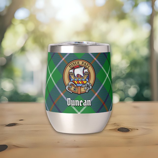 Clan Duncan-Wappen auf Tartan (Von Creator hochgeladen)