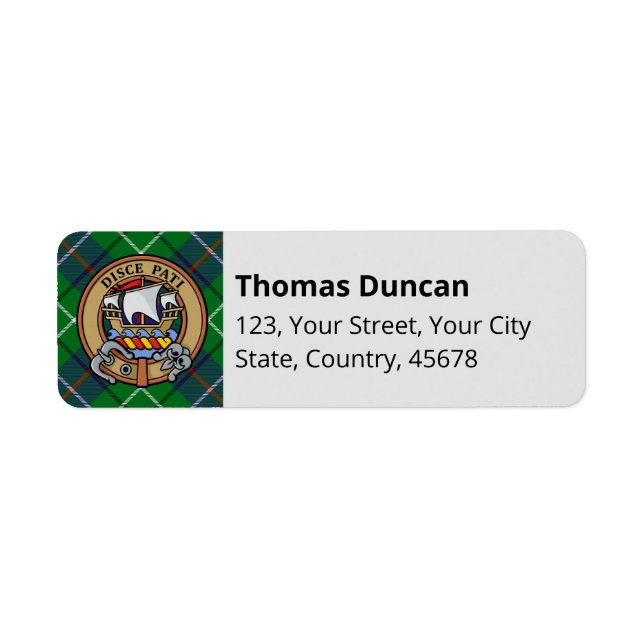 Clan Duncan-Wappen über Tartan (Vorne)