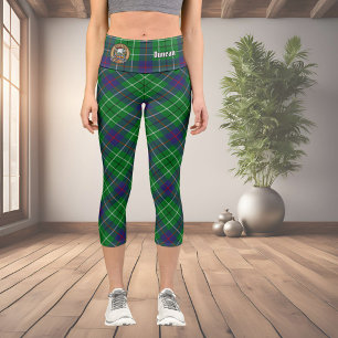 Clan Duncan-Wappen über Tartan Capri Leggings