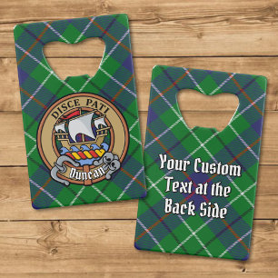 Clan Duncan-Wappen über Tartan Geldbeutel Flaschenöffner
