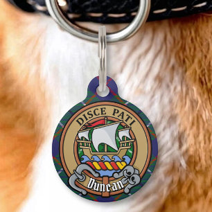 Clan Duncan Wappen über Tartan Haustiermarke