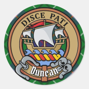 Clan Duncan-Wappen über Tartan Runder Aufkleber