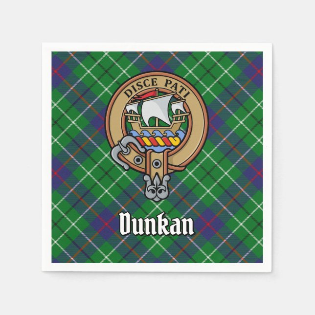 Clan Duncan Wappen über Tartan Serviette (Vorderseite)